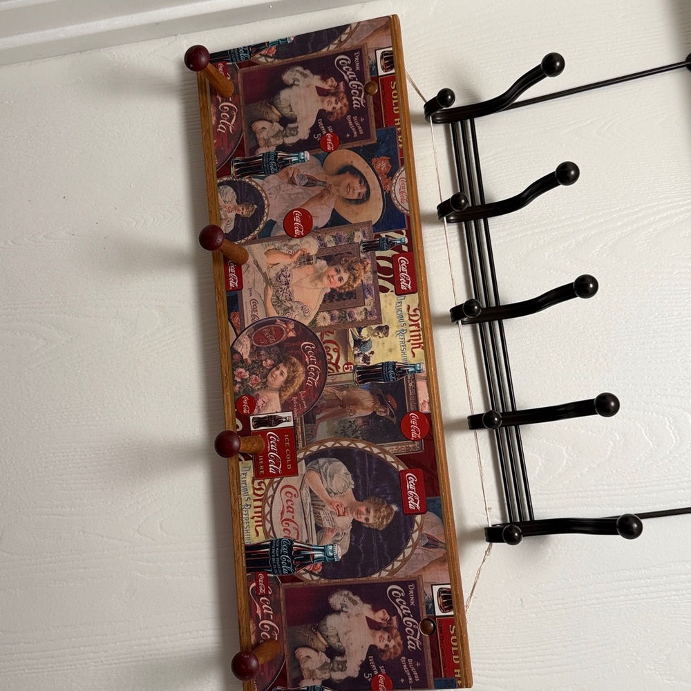 Coca Cola Retro Wall Hook with Red and Brown Accents - Picture 8 of 9